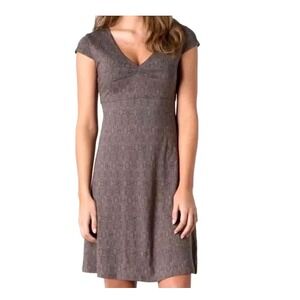 Toad & Co Rosalinda Dress Brown Geometric Print V‎ Neck 3/4 Sleeve Small Casual